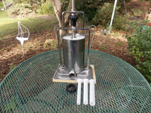 Manual Stainless Steel Meat Tank Sausage Stuffer W/ 3 Tubes (VERY CLEAN)