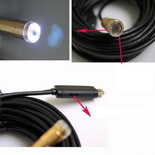 10M Waterproof USB Borescope Endoscope 4 LED Inspection Tube Snake Sewer Camera