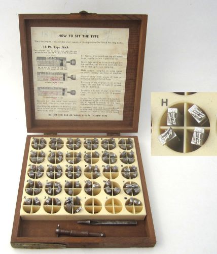 Kingsley Stamp Machine Letterpress Type Letters in Wood Box Brush Caps 18pt