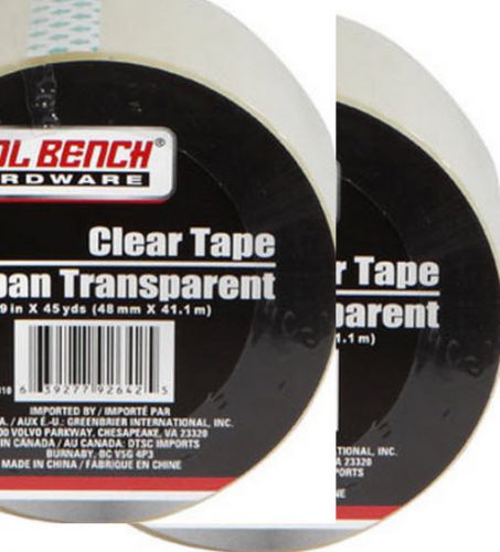 2 Rolls Clear Packing Tape 1.89in x 45yds New in Package Unopened Free Shipping