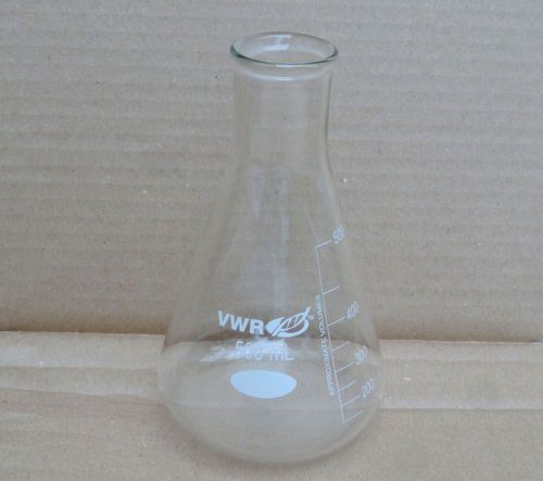 NEW VWR Erlenmeyer Flask Narrow Mouth White Scale 500m lot of 6