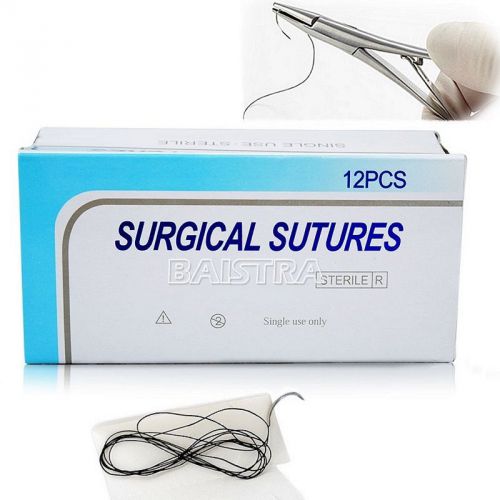 12pcs/Box Dental Suture Silk 3/0 Braided 75cm Surgical Wound Non Absorbable Hot