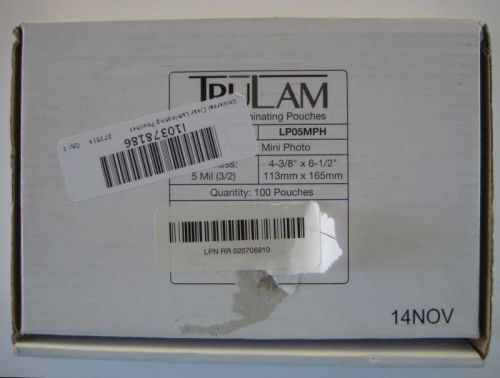 Universal Clear Laminating Pouches 5 mil, 4-3/8 x 6-1/2, 100/box, TruLam LP05MPH