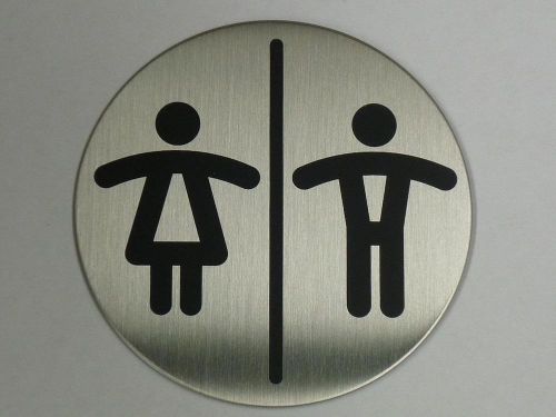 PICTO Durable signage brushed s/steel stick on sign 4920 ?83mm rest rooms toilet