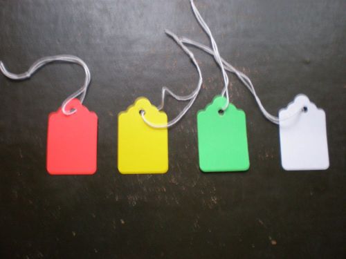 800 Blank Price Tags with String #5 - 200 each White, Yellow, Fl Red, Fl Green