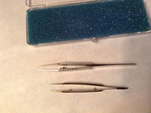 TYING STRAIGHT FORCEPS QTY 2 STORZ 1 WITH CASE GOOD TO VERY GOOD CONDITION