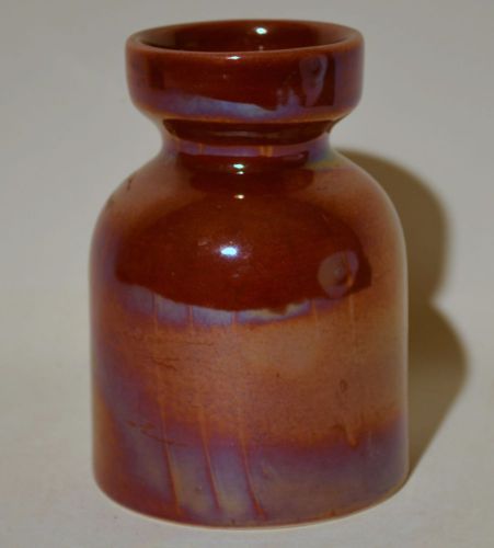 Vintage Pottery Flower Jar Pink Burgundy Vase Glaze