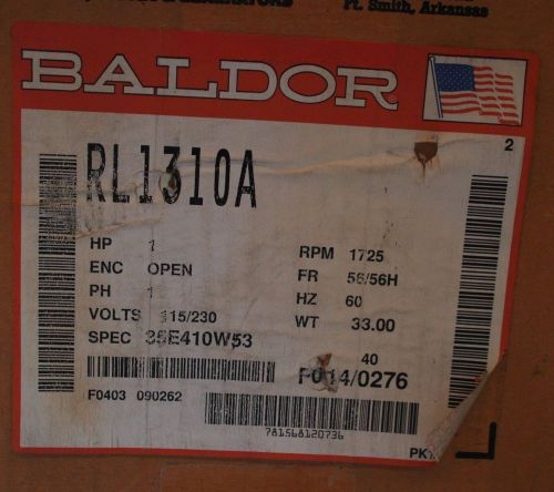 RL1310A 1 HP, 1725 RPM BALDOR ELECTRIC MOTOR ***NIB***