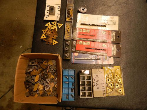 Carbide inserts new and used plus 4 small drills for sale
