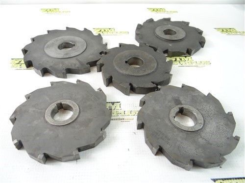 LOT OF 5 CARBIDE TIPPED MILLING CUTTERS 4-5/8&#034; TO 5-5/8&#034; WITH 1&#034; BORE SUPER, USA