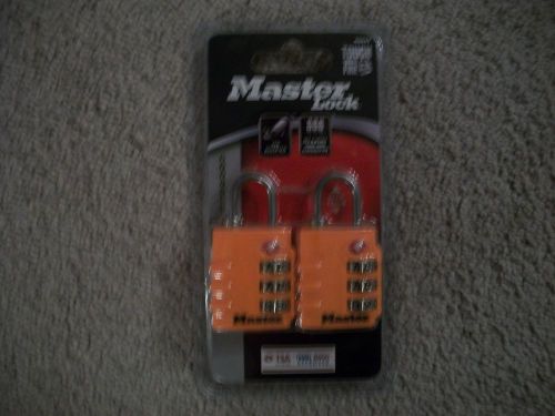Master lock 4684t tsa-accepted lock orange, 2-pack new - set own combo! for sale
