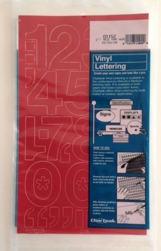 Chartpak 2-inch Red Stick-on Vinyl Numbers (01152), Full Sheet