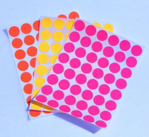 Neon Color Coding Labels 3/4 Inch 17mm Round Circle Small Fluorescent Stickers