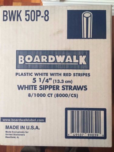 Boardwalk sipper straws bwk 50p-8 white, 7 of 8 boxes of 1000, 51/4 &#034;, usa for sale