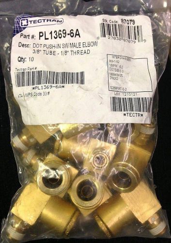 Techtran dot push-in swivel male elbow 3/8&#034; tube - 1/8&#034; thread pl1369-6a qty 10 for sale