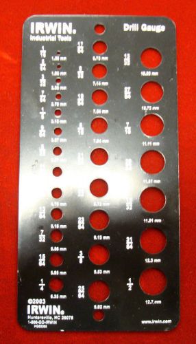 Irwin HG03305 1/16&#034; to 1/2&#034; 29 Hole Steel Drill Bit Gauge / SAE &amp; Metric