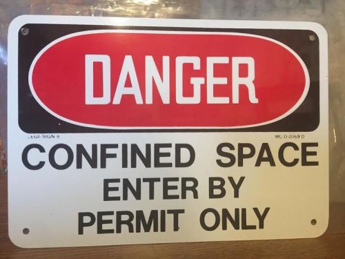 New Danger Confined Space Enter By Permit Only Sign 7x10 Aluminum Safety Sign