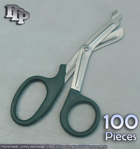 100 Paramedic Utility Bandage Scissor 7.25&#034; Dark Green Handle Surgical Instrumen