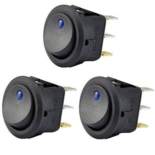 Autoec new 3pc car truck rocker toggle led switch blue light on-off control 12v for sale