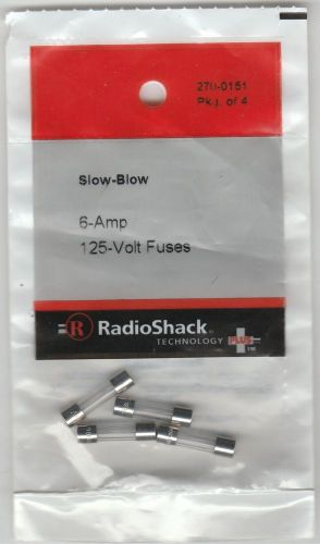 RadioShack 6-AMP 125 Volt Slow-Blow 5 X 20mm Fuses Pkg of 4 270-0151