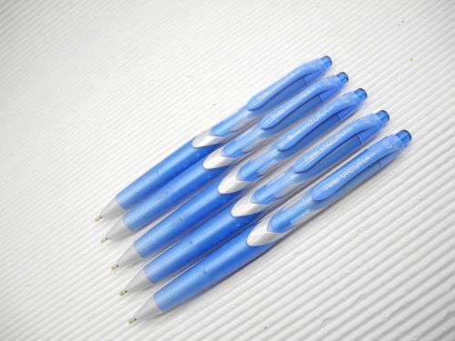 5pc Pentel Vicuna retractable 0.7mm Fine roller ball pen Light Blue( Japan)