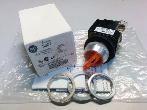 Allen bradley 800t-16ha2kb6ax amber ill selector switch 2 pos maint series u nib for sale
