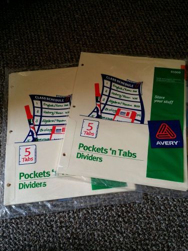 Avery Pockets &#039;n Tabs Insertable Dividers 5-Tab Set 1 Set (81009) Avery