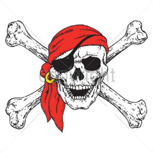 Jolly rodger pirate skull heat press transfer for t shirt sweatshirt 725k for sale