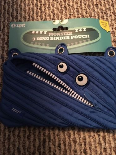 ZIPIT Monster 3 Ring Pencil Case, Royal Blue, 9&#034;x0.7&#034;x5.9&#034; / 23x2x15cm