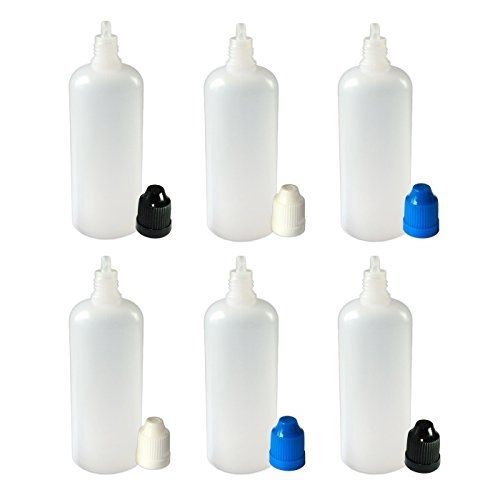 510 Central 100mL LDPE Plastic Bottle w. Childproof Cap - 6 Pack - Squeezable PE