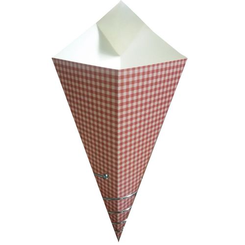 Conetek Picnic Print Food Cone with Dipping Pocket 15.5 inches 100 count box