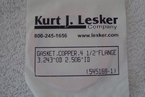 (NEW)  (9) Kurt J. Lesker - 4 1/2&#034; Flange Copper Gasket - 3.243&#034;OD, 2.506&#034;ID