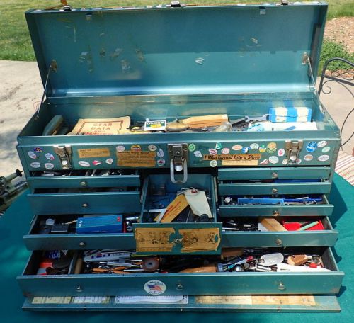 Vintage waterloo 8 drawer tool-box  machinist toolbox chest loaded with tools for sale