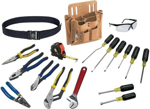 Klein Electrician Journeyman 18-Piece Tool Kit Set 10-Pocket Pouch Bag With Belt