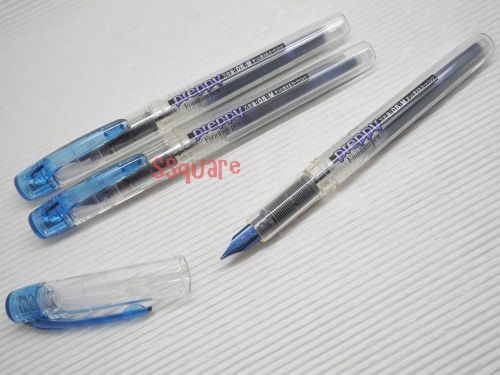 3 x Platinum PPQ-200 Preppy 0.5mm Medium Refillable Fountain Pen, BlueBlack