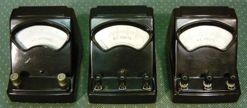 3 Vintage Welch Meters AC Amperes - DC Volts - AC Volts