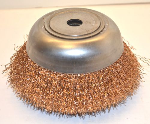 Nos anderson usa 6&#034; bronze crimped wire cup brush 4 angle grinder .020&#034; 5/8-11 for sale