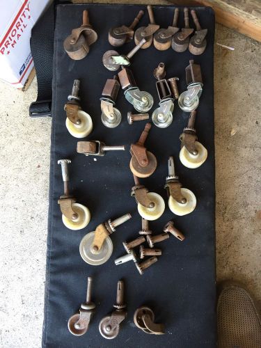Antique VTG Lot Of Assorted Casters Wood Metal Plastic Contractor