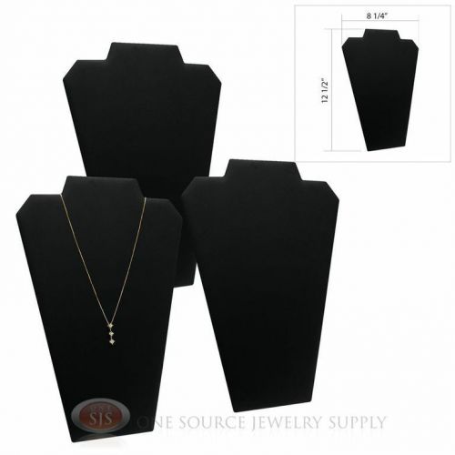 (3) 12 1/2&#034; Black Leather Padded Pendant Necklace Display Easel Presentation
