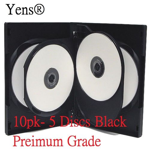 Yens® 10 Premium 5 Disc Black CD DVD Case Movie Box 10#BDVD5