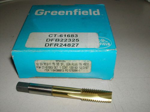 Greenfield Tap M12-1.75 D6 TN HSCO QTY 12 BRAND NEW (I6)