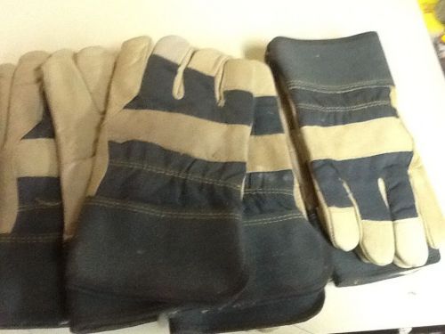 6 new pairs large size 9 cowhide leather gloves with fleece inner winter lining