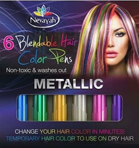 Nevayah Hair Chalk Temporary Hair Multicolor Dye Pens, Purple / Sapphire Blue /
