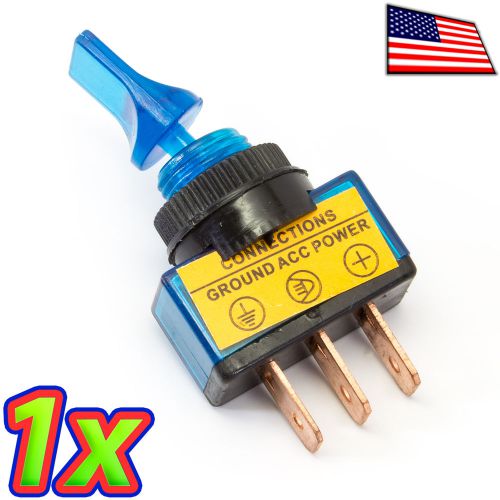 [1x] 12VDC 20A Two Position ON/OFF SPST 0.47&#034; Mount Blue Light Toggle Switch