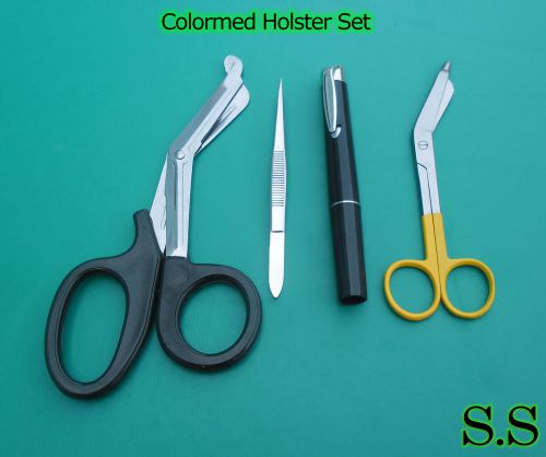 Colormed Holster Set EMS Black EMT Diagnostic+Yellow Lister Bandage Scissors