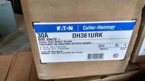 Cutler hammer eaton dh361urk 30amp 600v disconnect safety switch nema 3r for sale