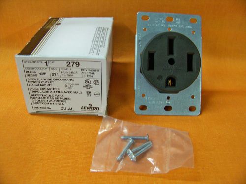 New leviton 279 3-pole 4-wire grounding power outlet flush mount 50a 125/250v for sale