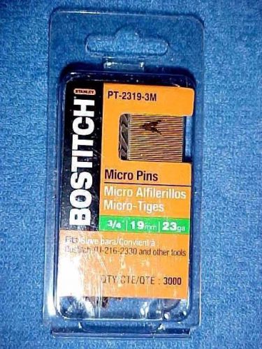 5 ~ Sealed Packs 3,000 Stanley Bostitch Micro Pin Nails PT2319-3M 3/4&#034; ~ 23ga.