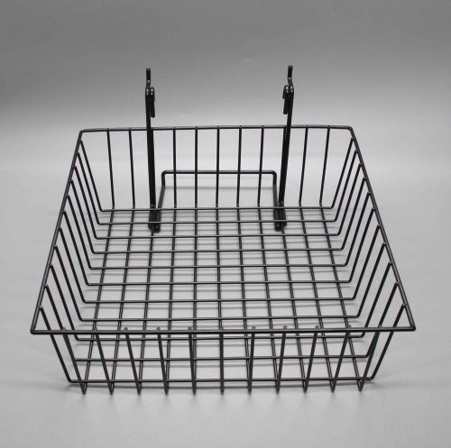 Fixturedisplays 12&#034; x 12&#034; metal gridwall basket w/ hooks - black   119073 for sale