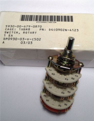 Electroswitch corp d4c0902n-4123 rotary switch 110ac 15dc nsn 5930-00-679-0870 for sale
